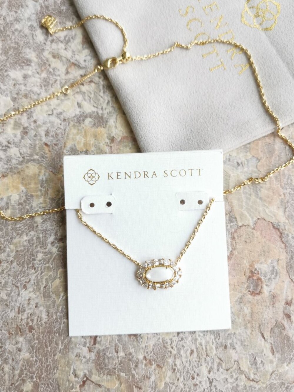 Elisa Gold Crystal Ivory Mother-of-Pearl Necklace - Picture 3 of 4
